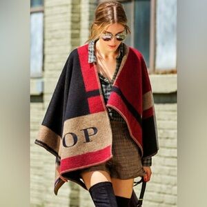 Burberry Women's Poncho - Black, Red, Tan